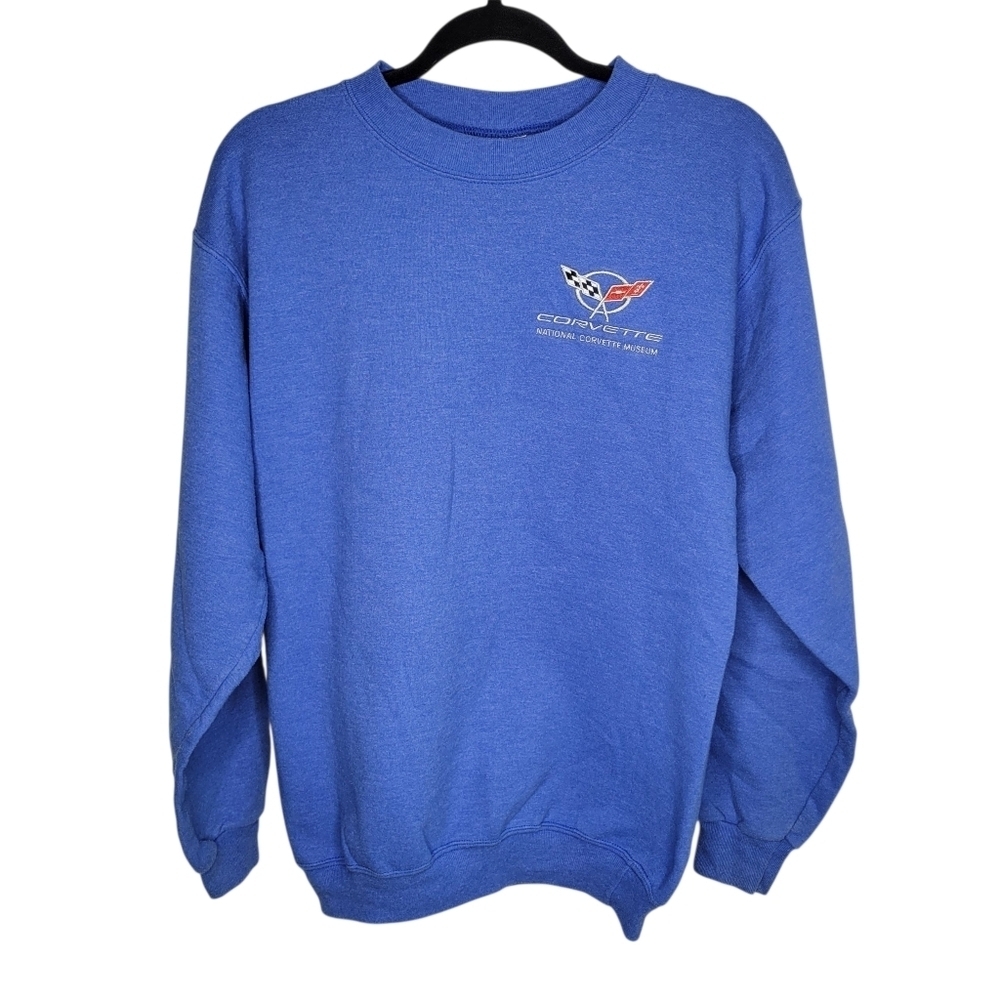 Vintage Y2K Corvette Museum Crewneck Sweatshirt In Blue Size Small